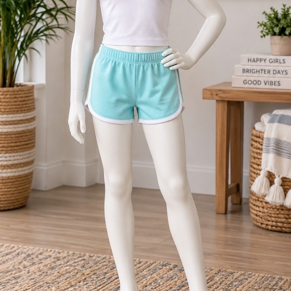 Childrens Place Girls Dolphin Shorts Light Blue White Trim 4T